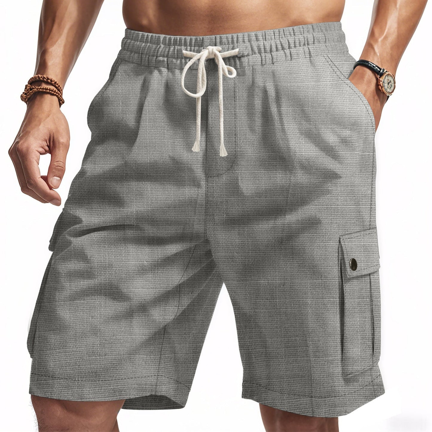 Bamboo Linen Men's Cargo Shorts | Relaxed Fit with Multi-Pocket Design 1