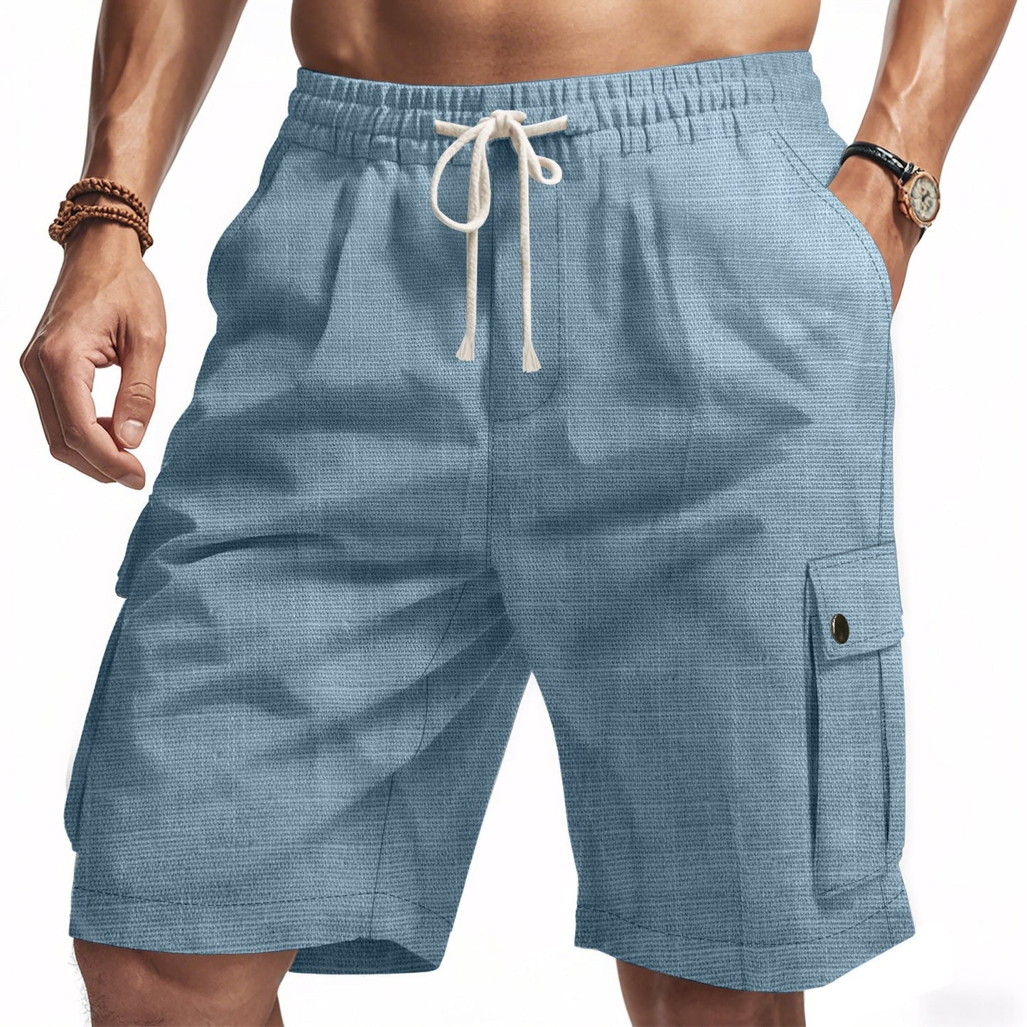 Bamboo Linen Men's Cargo Shorts | Relaxed Fit with Multi-Pocket Design 3