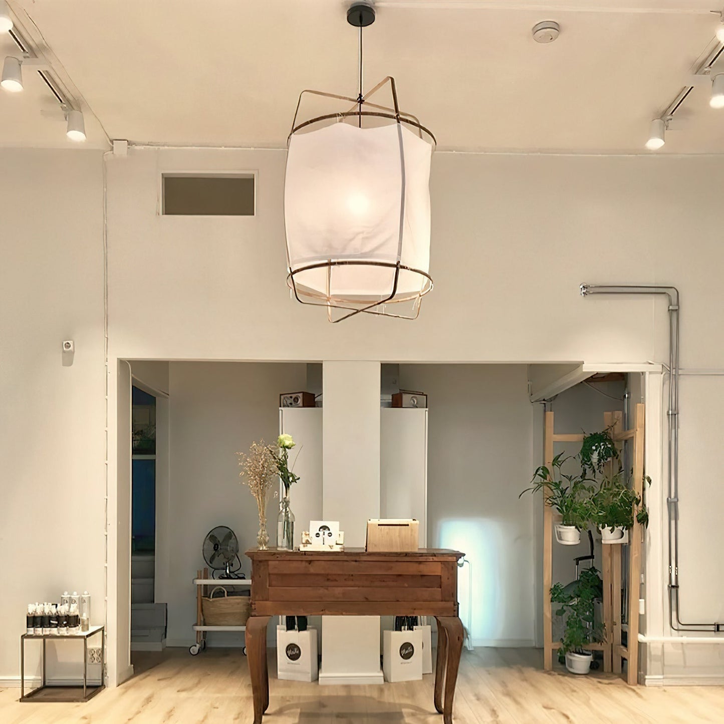 Bamboo Pendant Light | Unique Cotton Shade for Stylish Illumination 2