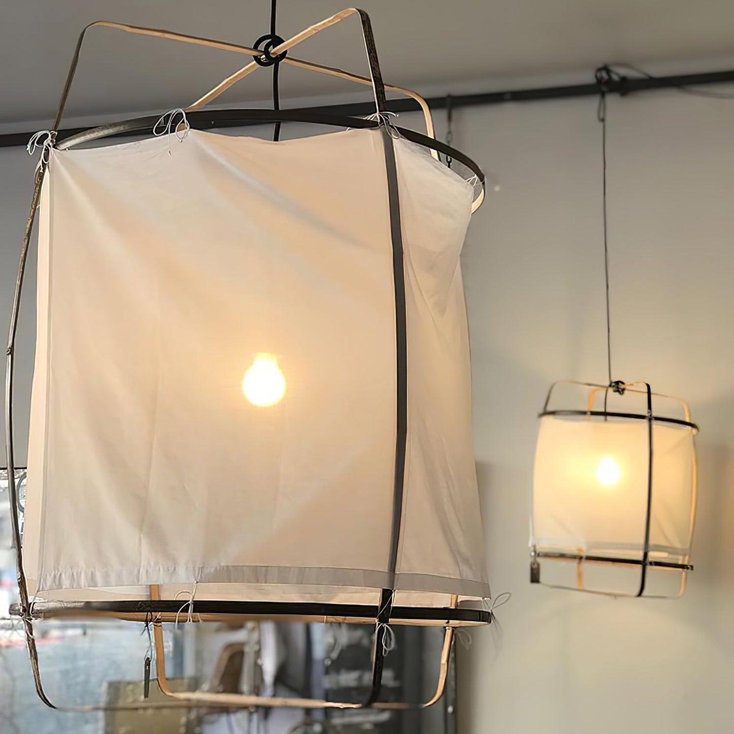 Bamboo Pendant Light | Unique Cotton Shade for Stylish Illumination 5