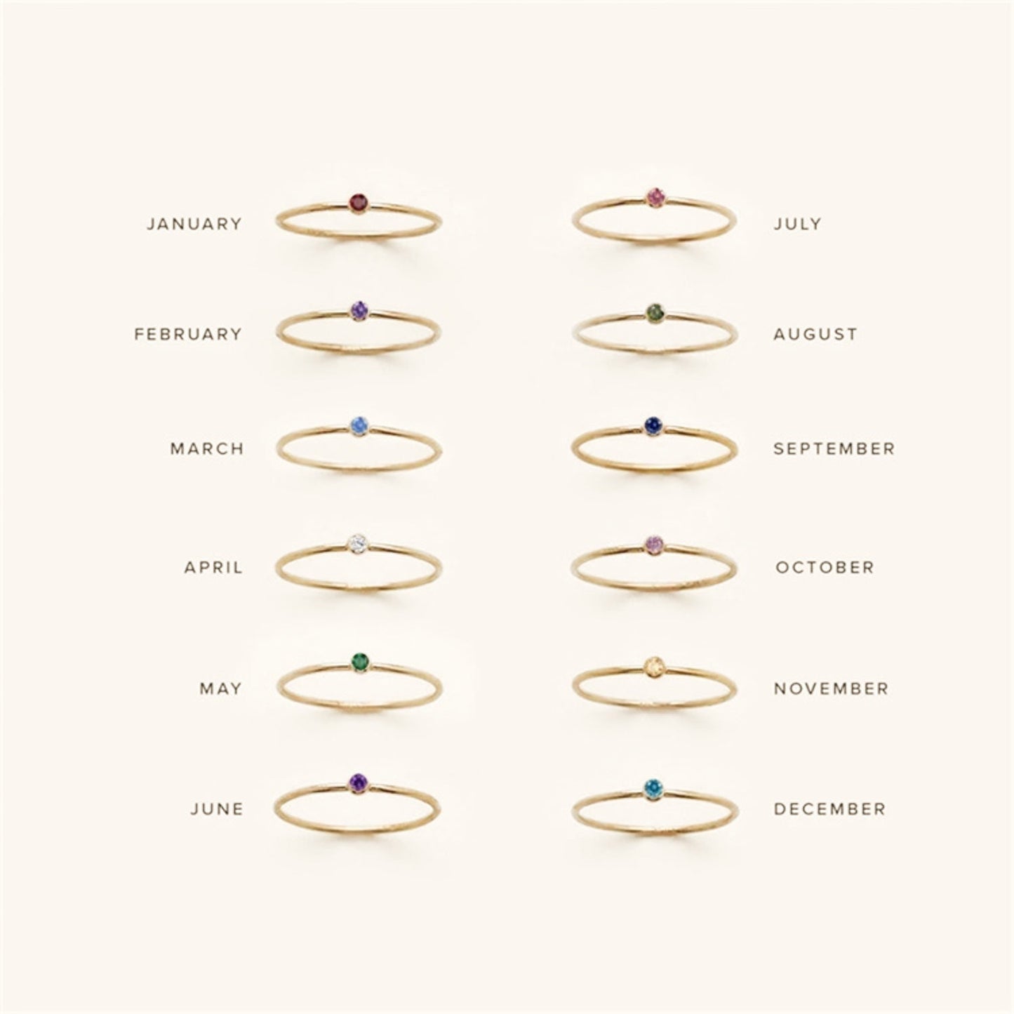Birthstone Stacker Ring | Customizable 14k Gold-Plated Elegance 4