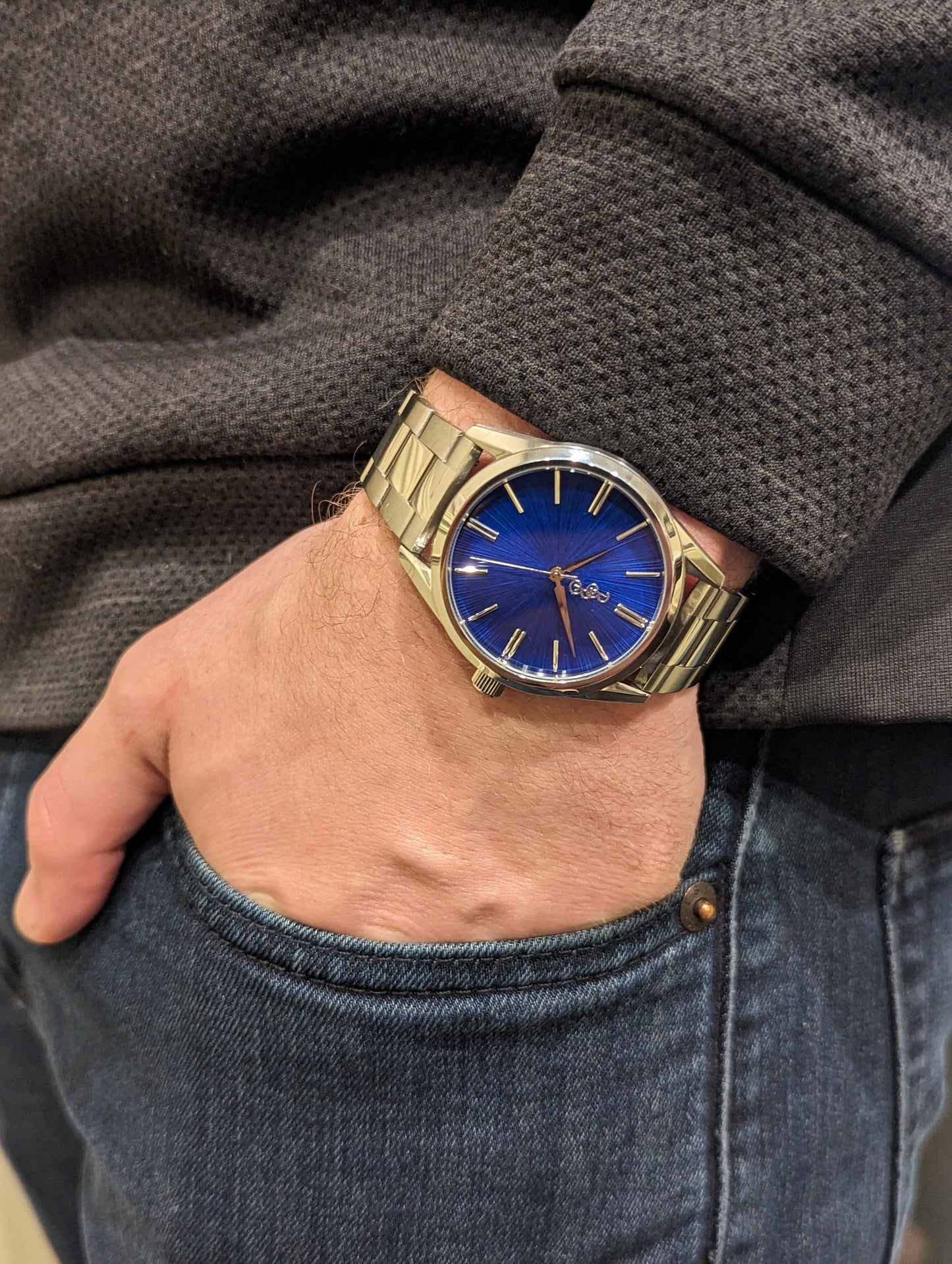 Niebieski zegarek Sunburst