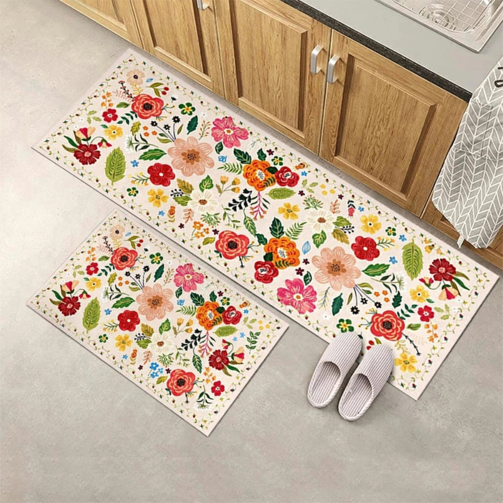 Boho Floral Kitchen Mats Set | Anti-Fatigue, Washable, Non-Slip Design 2