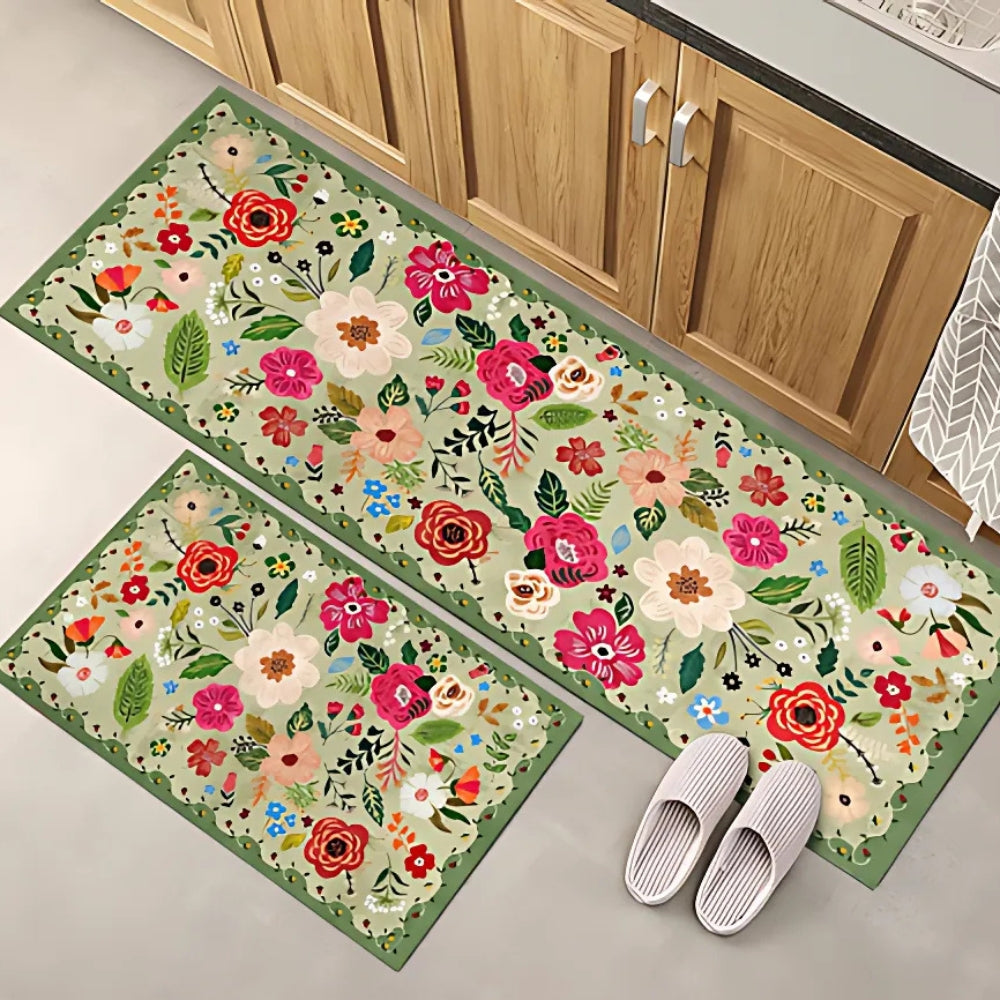 Boho Floral Kitchen Mats Set | Anti-Fatigue, Washable, Non-Slip Design 3