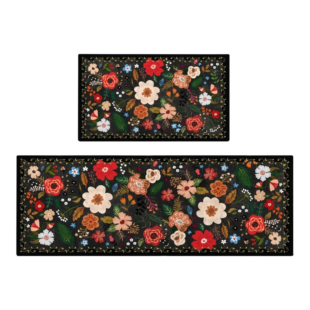 Boho Floral Kitchen Mats Set | Anti-Fatigue, Washable, Non-Slip Design 4