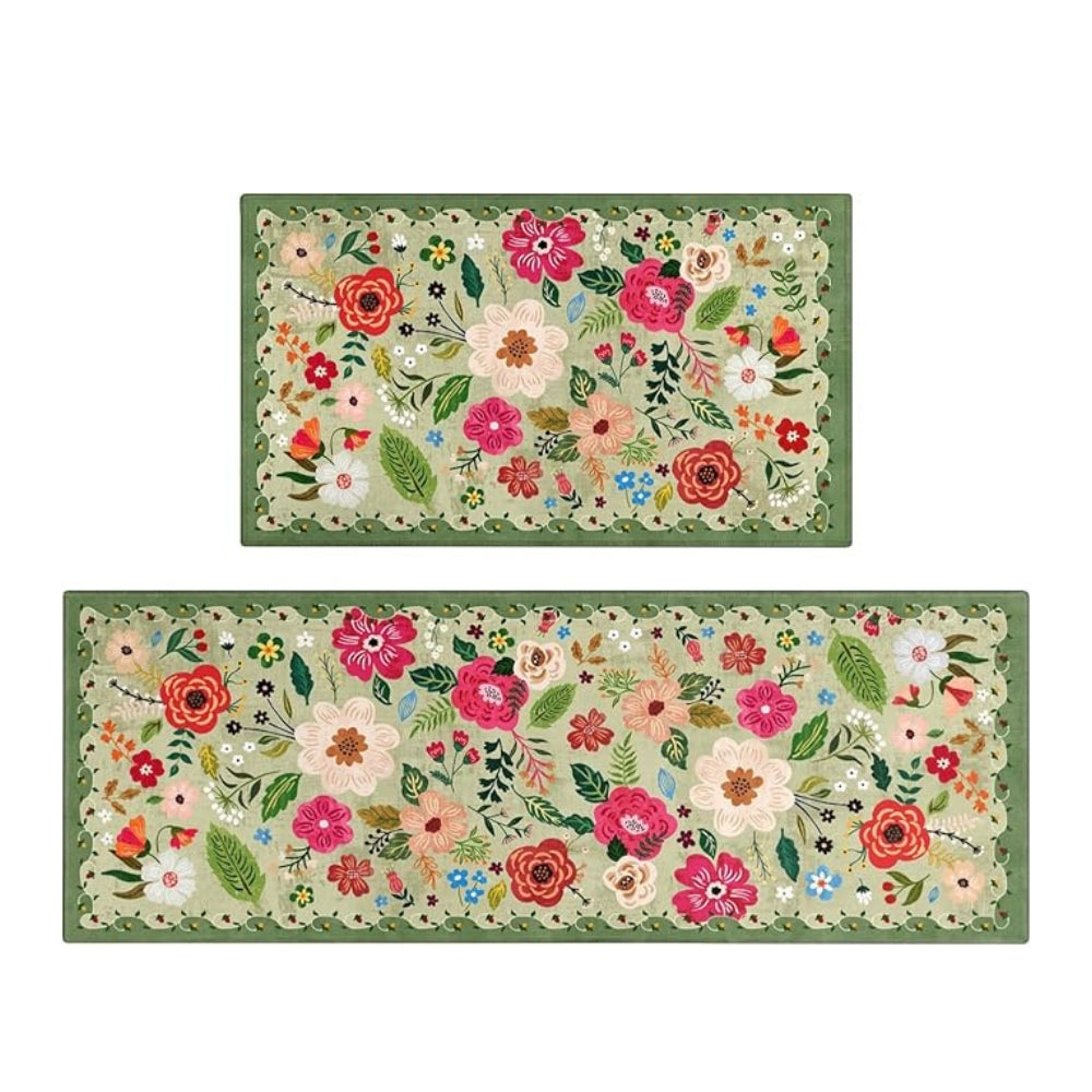 Boho Floral Kitchen Mats Set | Anti-Fatigue, Washable, Non-Slip Design 5