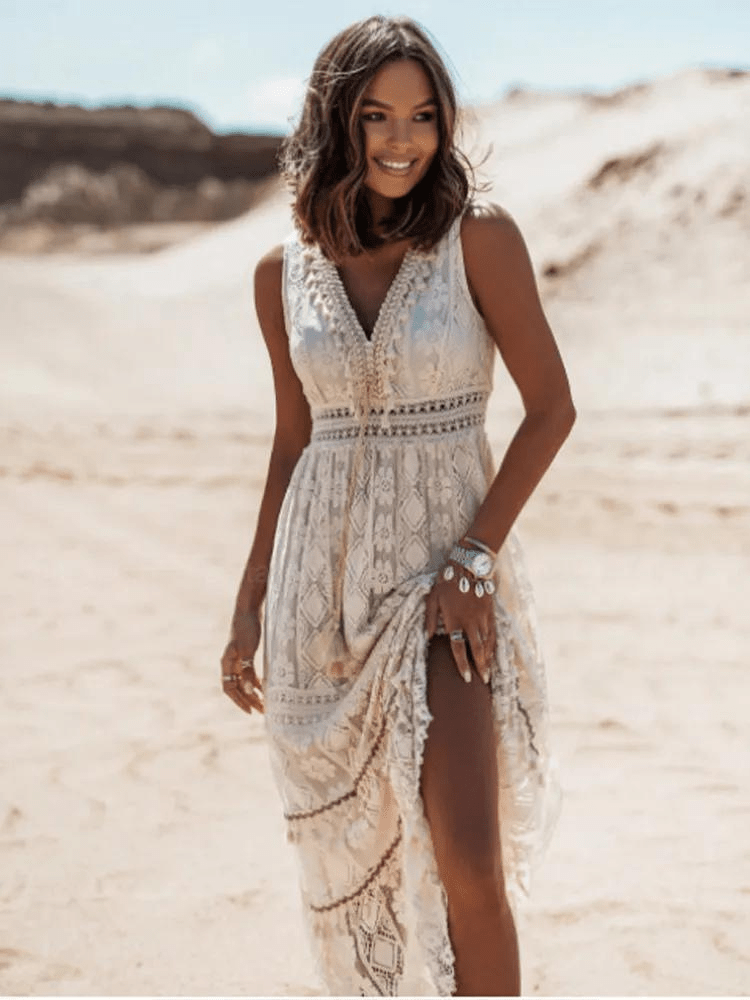 Boho Lace Dress with Flowing Silhouette – Elegant and Romantic Women's Dress 0