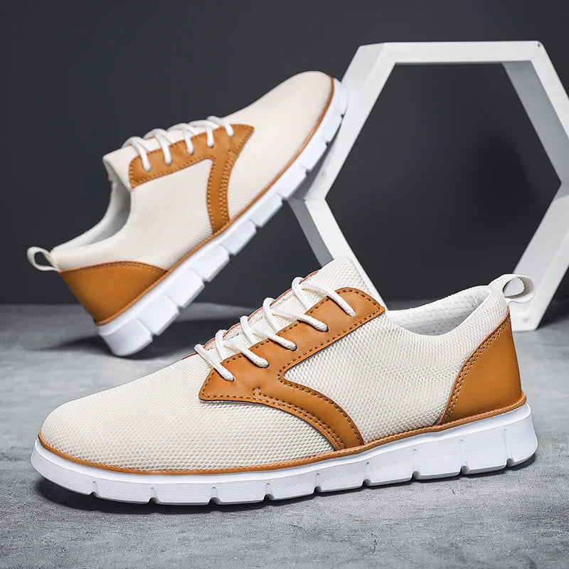 Breathable Hybrid Mesh Sneakers with Cushioned Insole and Flexible Rubber Sole for Casual Comfort and Style 0
