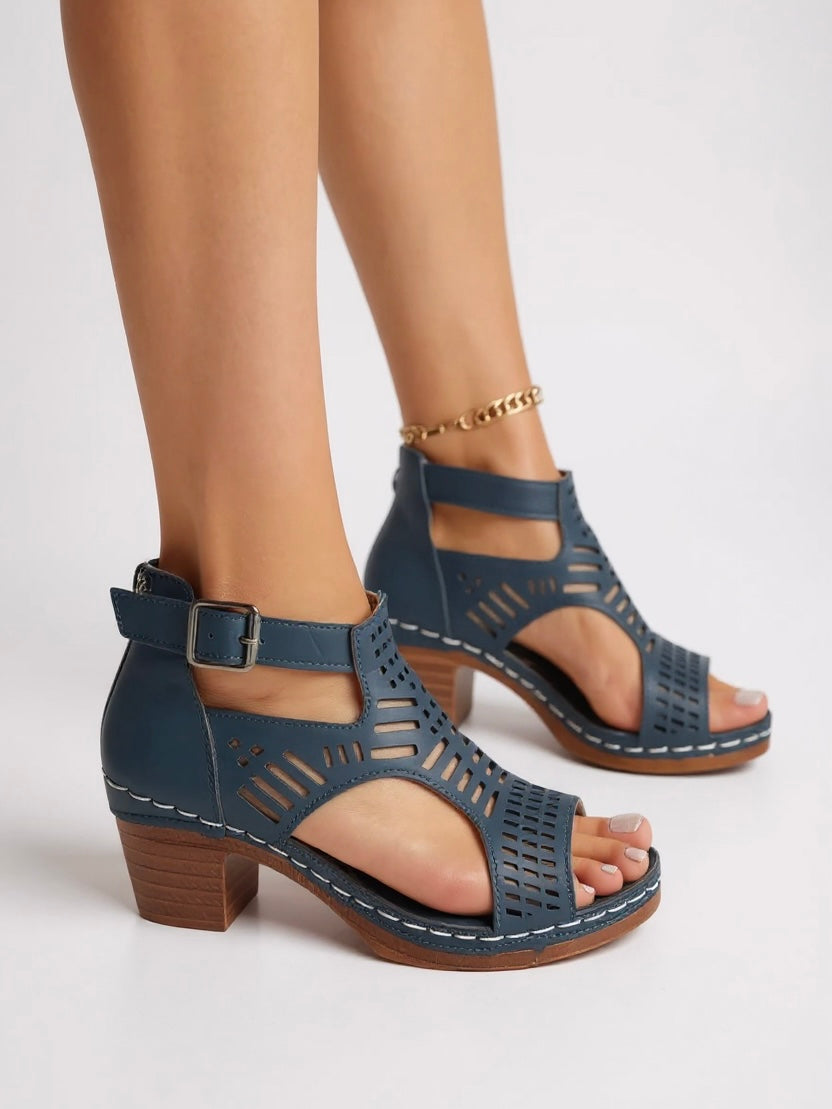 Breathable Leather Sandals | Block Heel Comfort Design 5