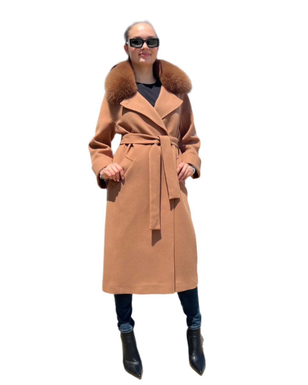 Manteau en laine cachemire sur mesure véritable Polar Fox