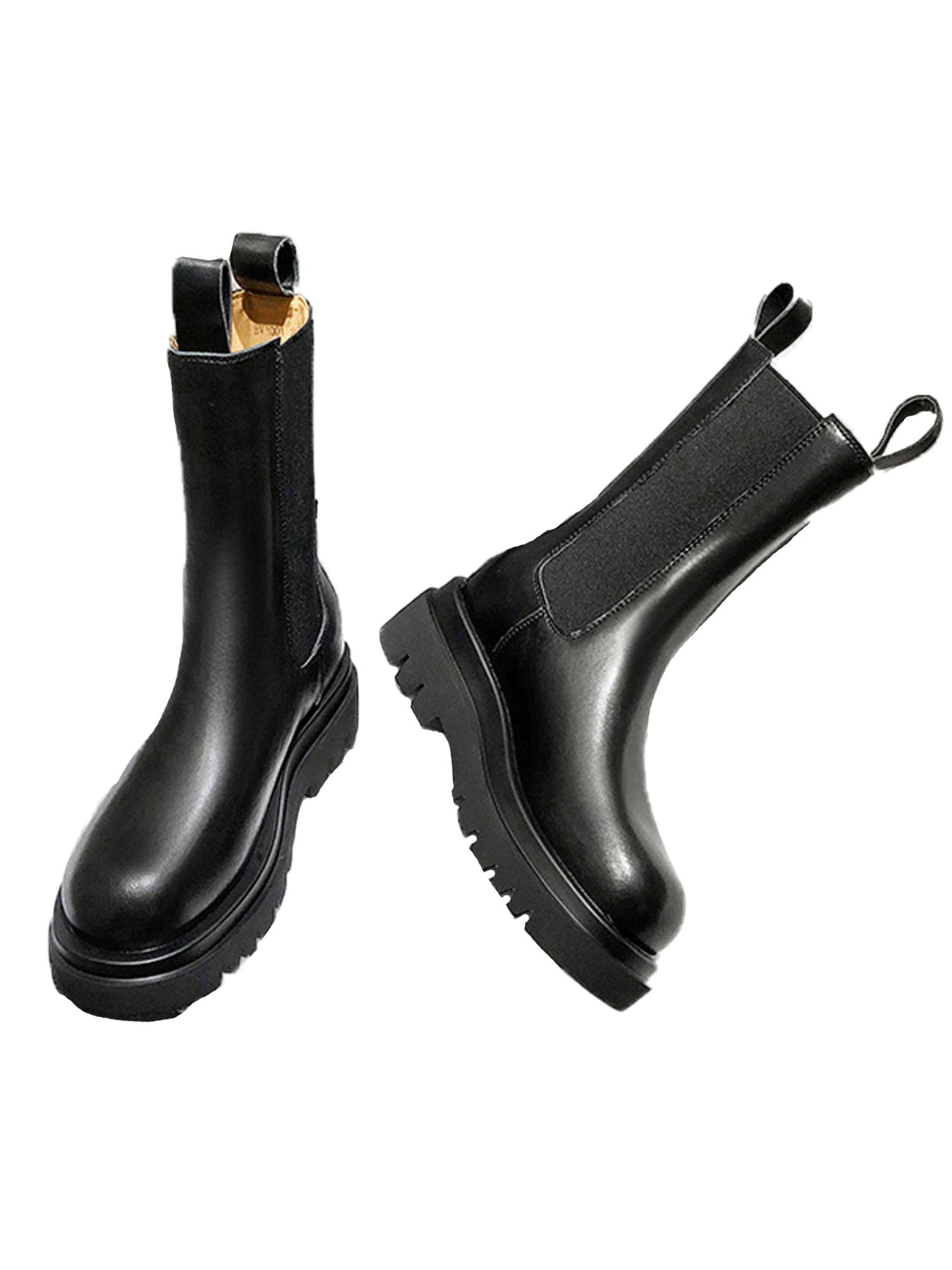 Chunky Black Boots | Comfortable Elastic Design with Soft Leather Upper 2