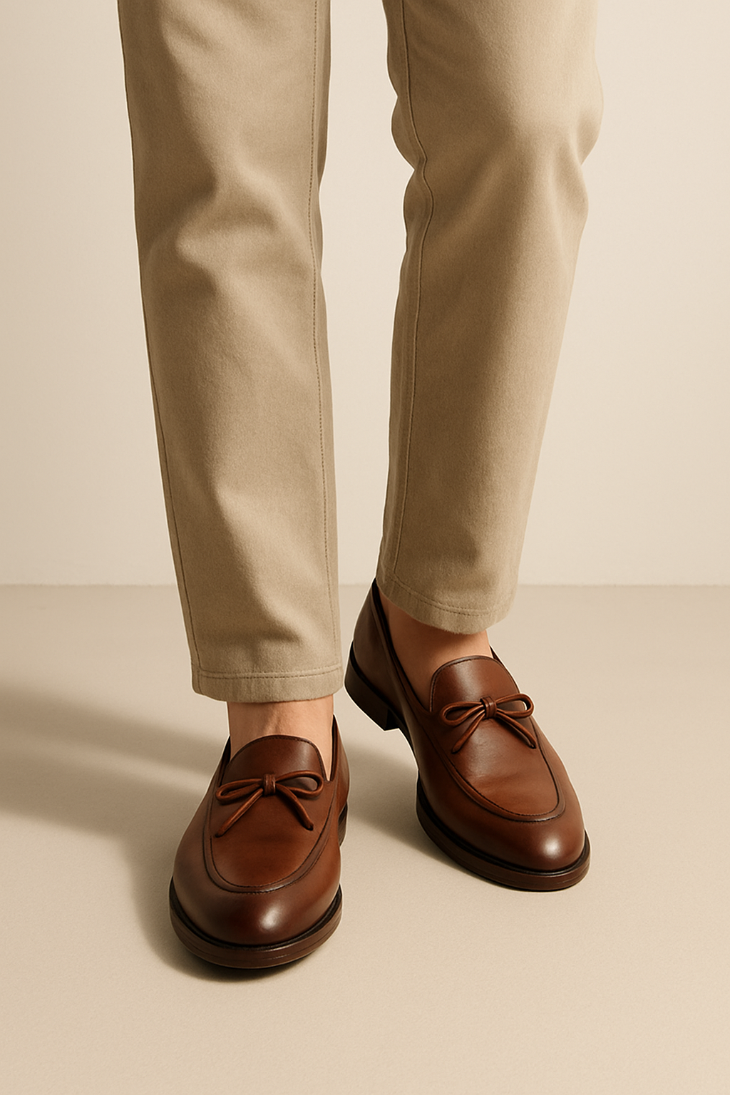Classic Leather Loafers for Women | Elegant PU with Bow Detail and Slip-Resistant Sole 1