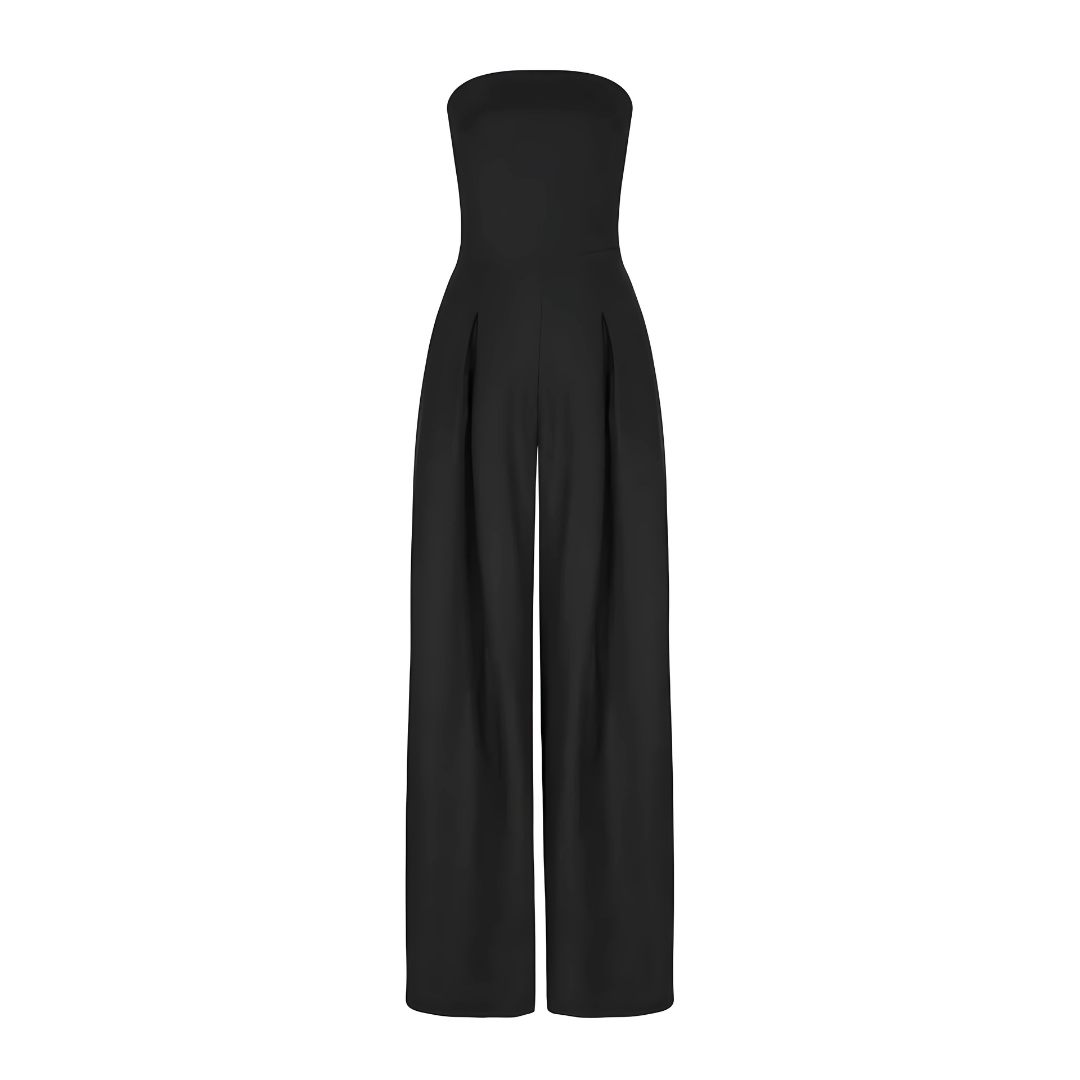 Trägerloser Jumpsuit mit weitem Bein