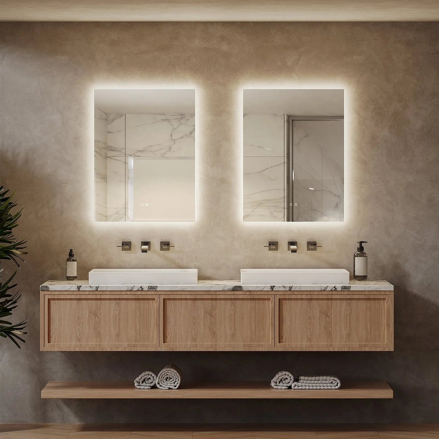 Compact slank verlicht LED-badkamerspiegel
