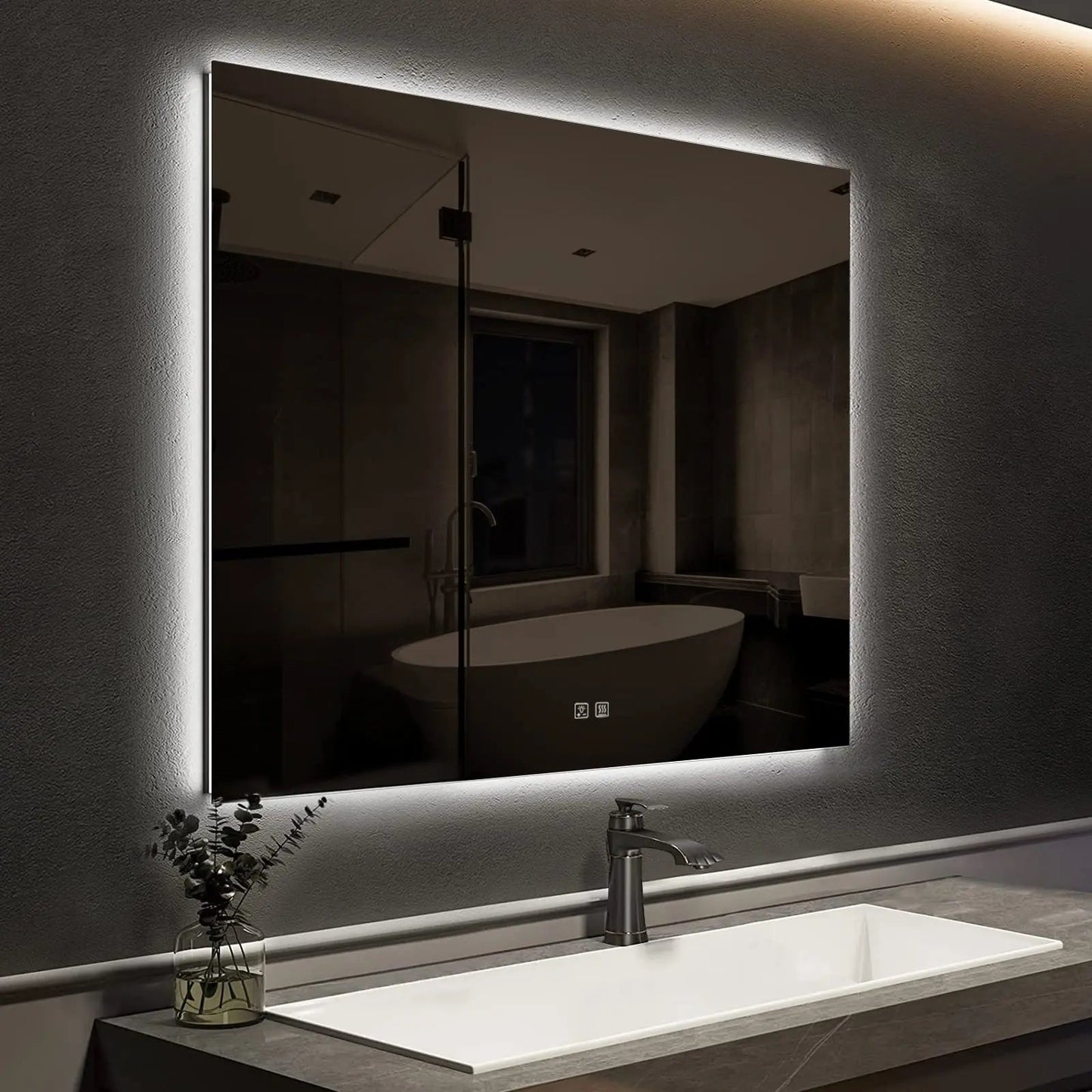 Compact slank verlicht LED-badkamerspiegel
