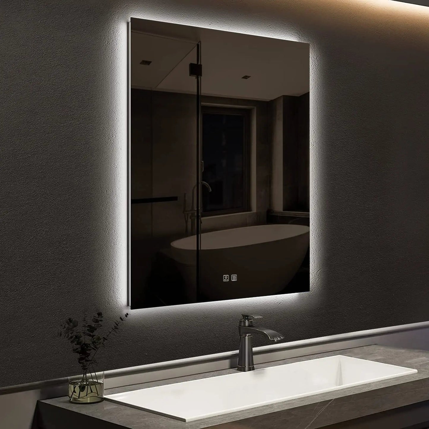 Compact slank verlicht LED-badkamerspiegel