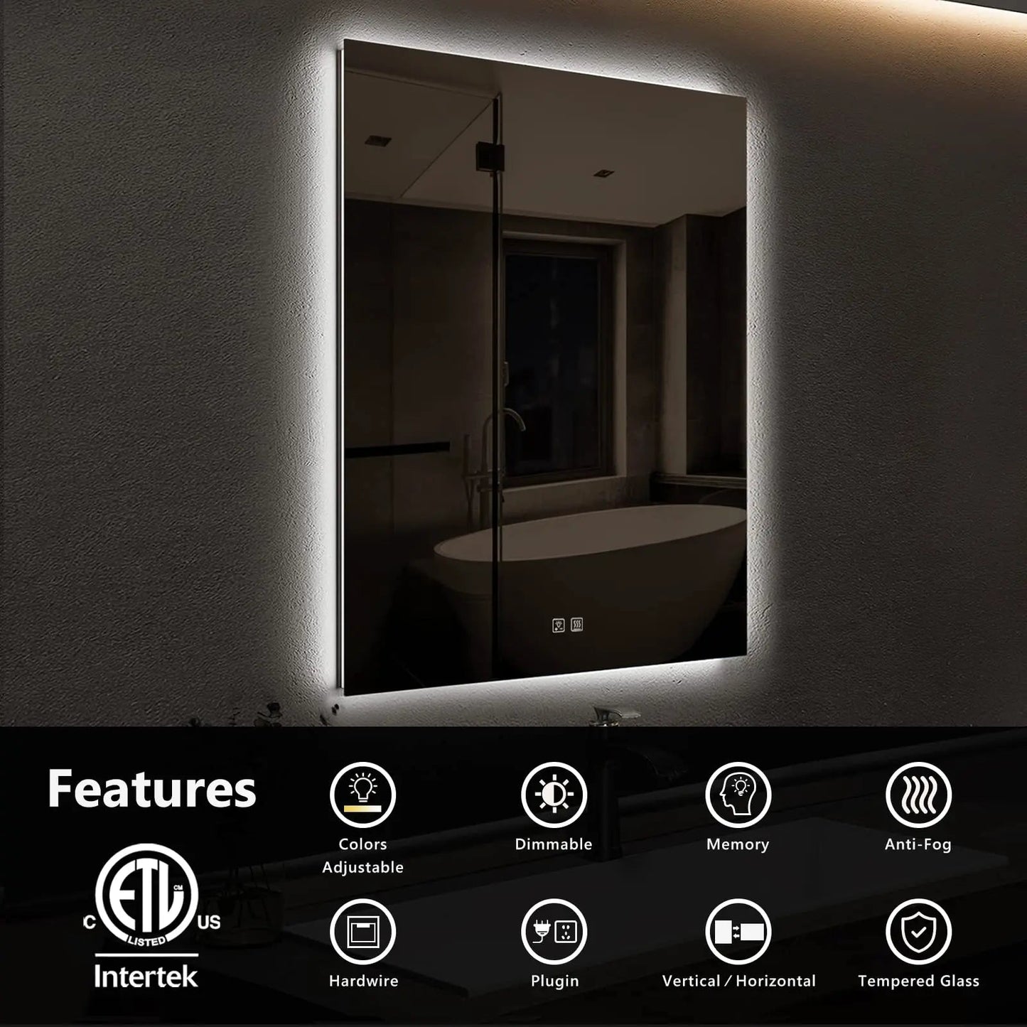 Compact slank verlicht LED-badkamerspiegel