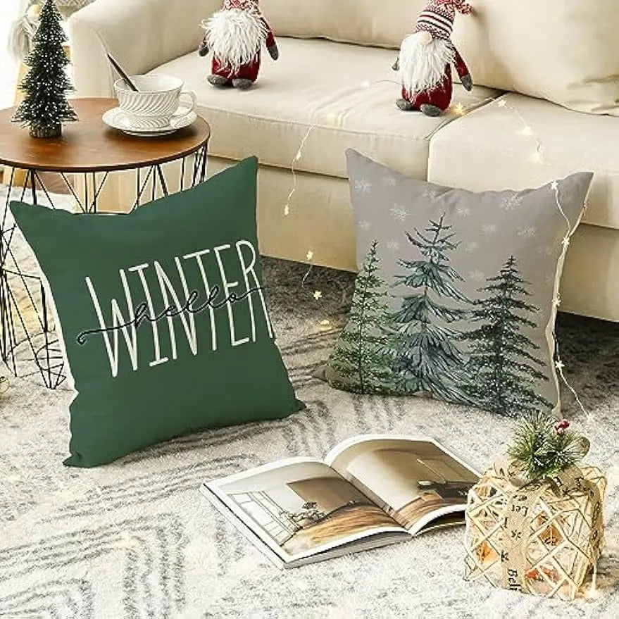 Cushion Cover | Festive Green Design with Christmas Print 45x45 cm 1