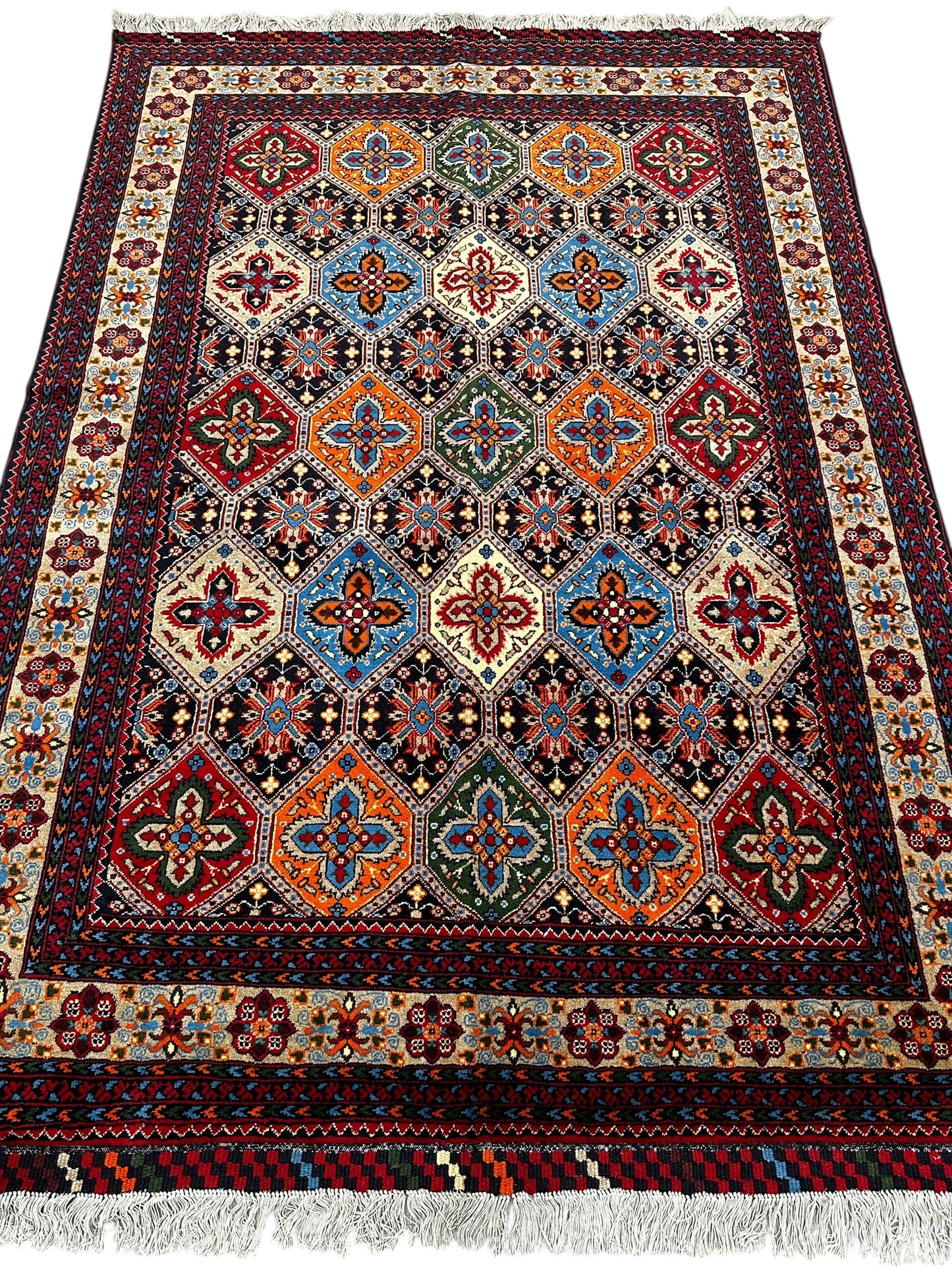 Hand-Knotted Afghani Kashi Wool Rug – 4’9″ x 6’10″