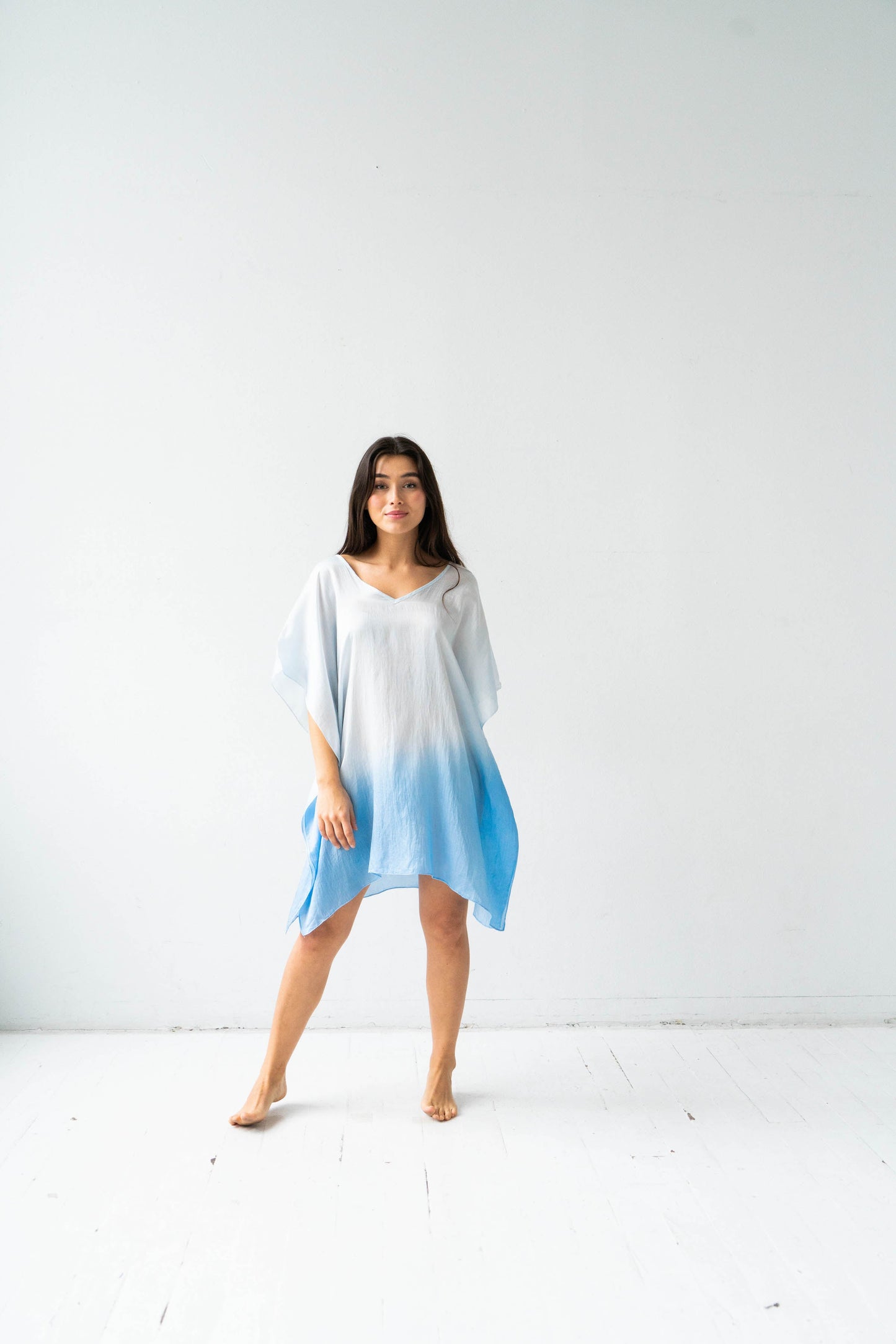 Baumwolle/Seide Kaftan V-Ausschnitt 34"