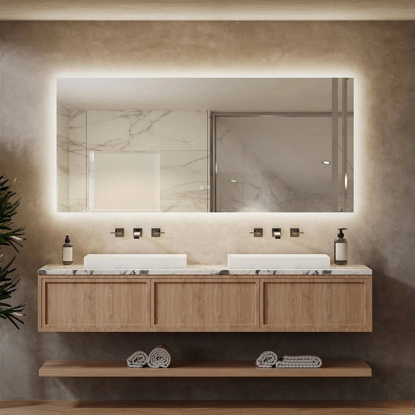 Espejo de baño LED retroiluminado elegante de lujo