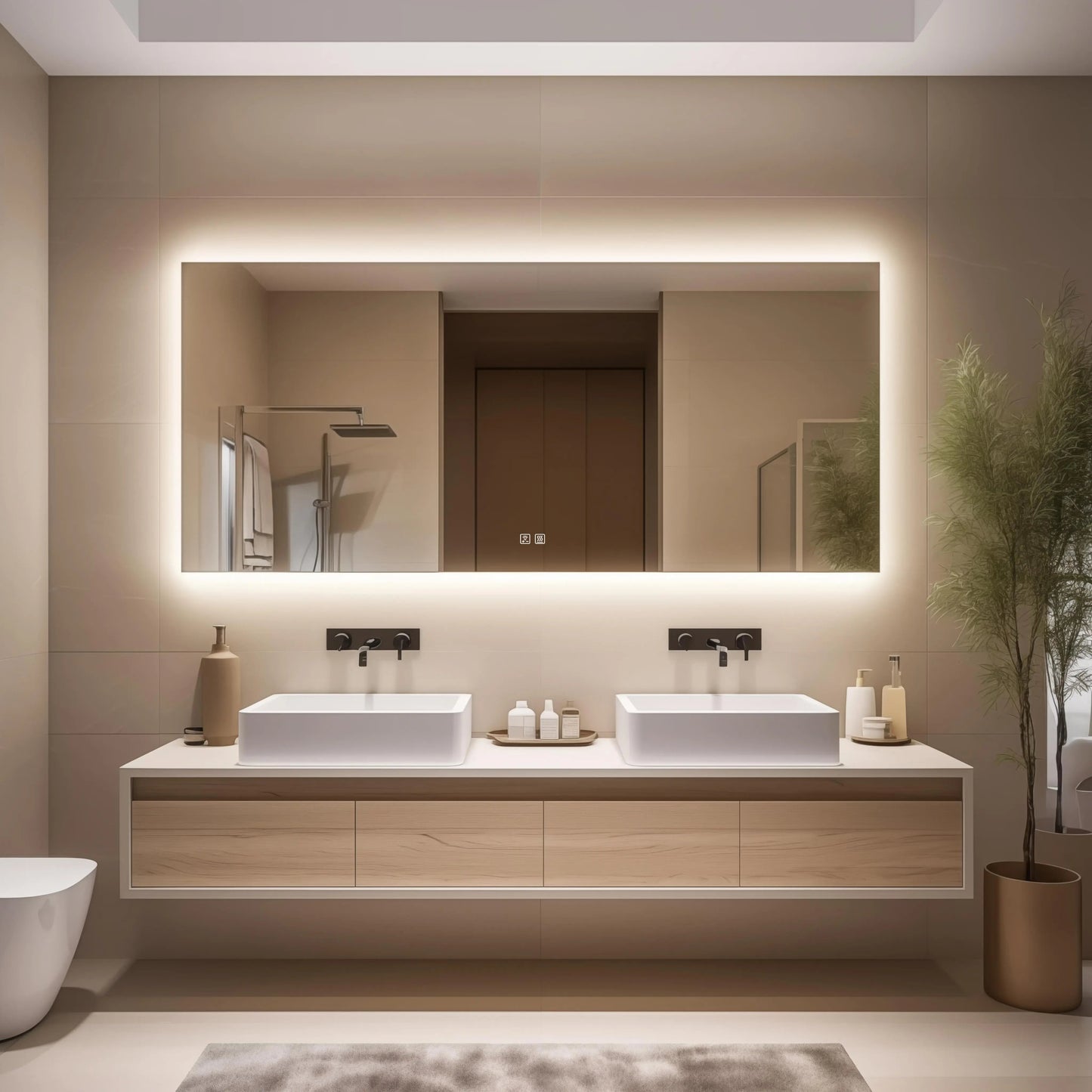 Espejo de baño LED retroiluminado elegante de lujo