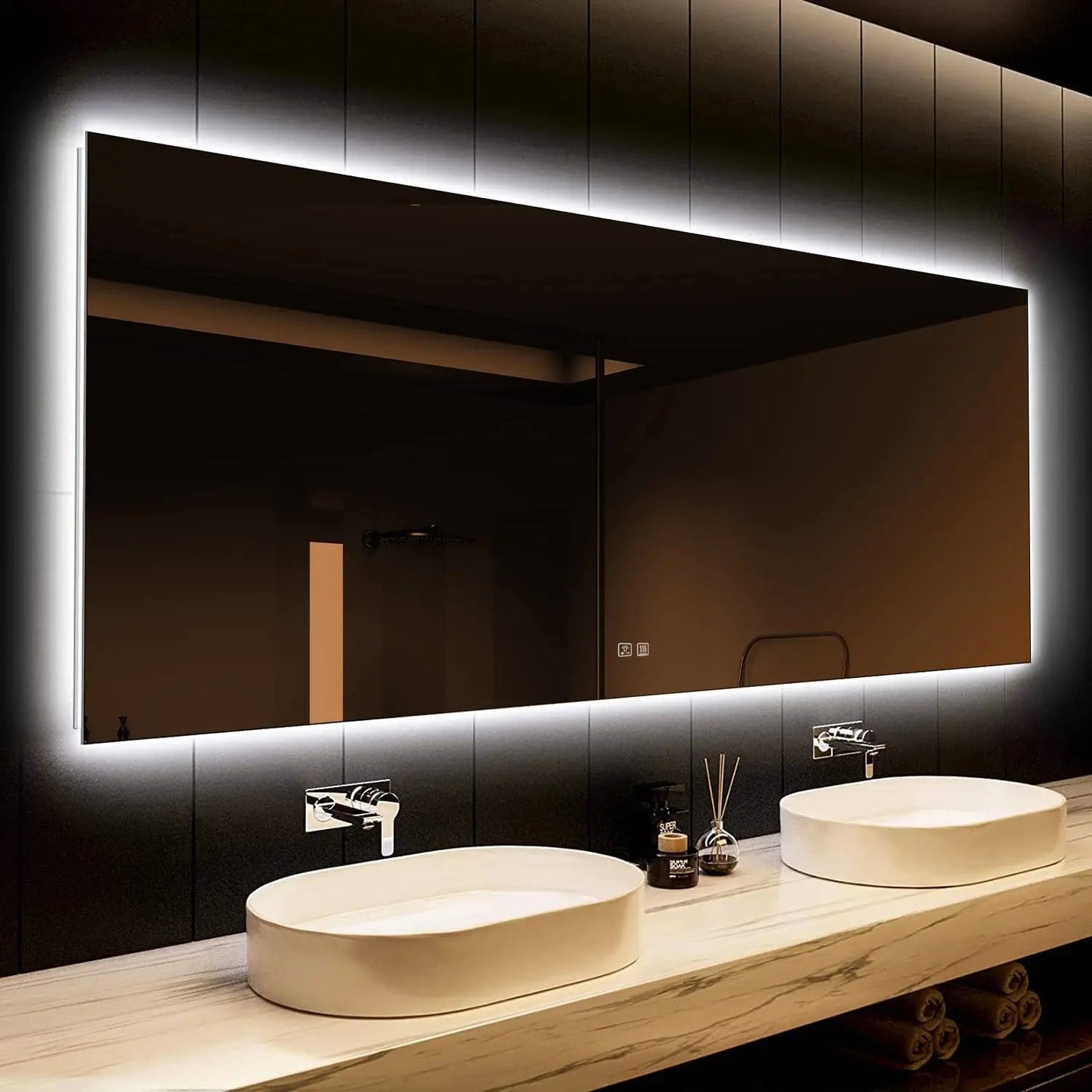 Espejo de baño LED retroiluminado elegante de lujo