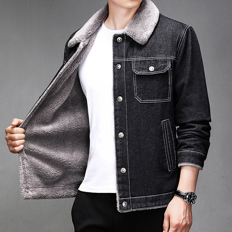 Denim Jacket Women | Premium Black Denim with Soft Sherpa Lining 2