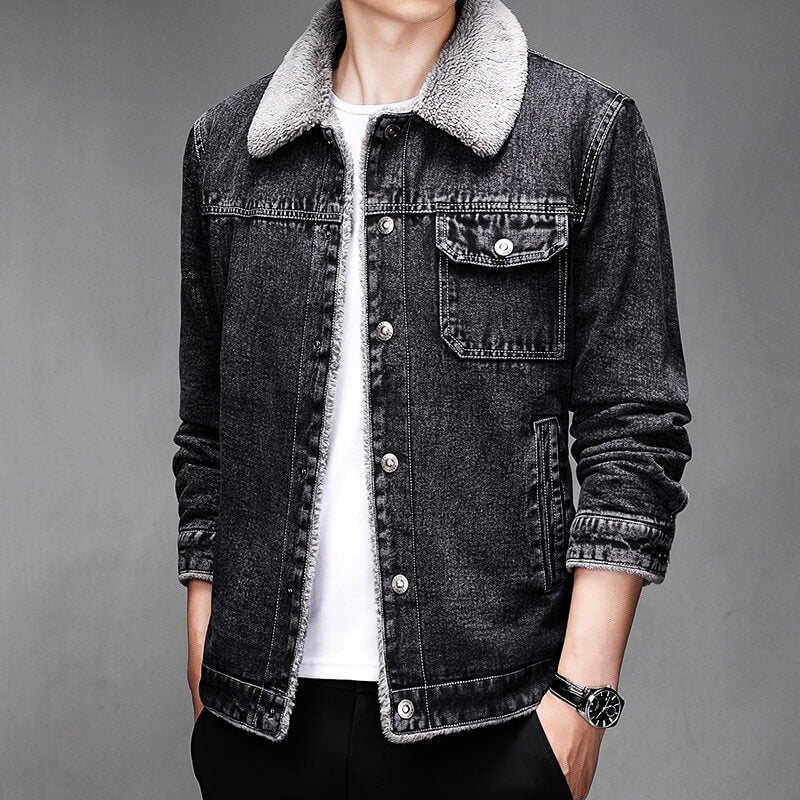 Denim Jacket Women | Premium Black Denim with Soft Sherpa Lining 3