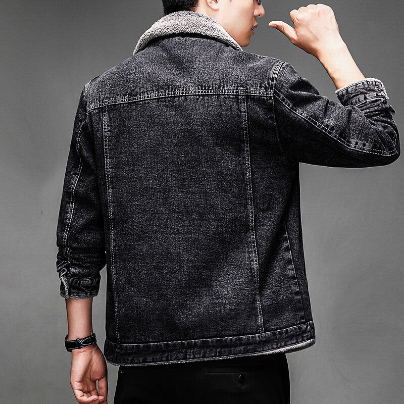 Denim Jacket Women | Premium Black Denim with Soft Sherpa Lining 4