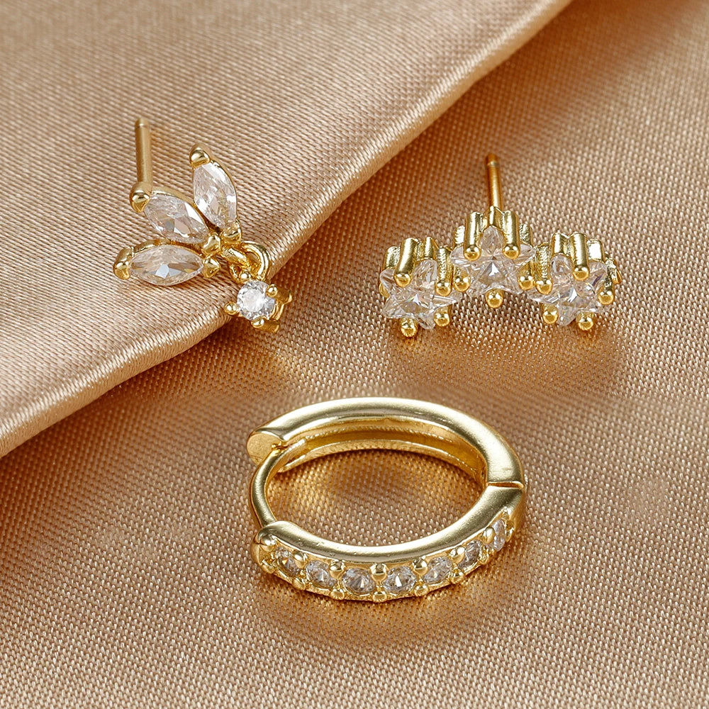 Earring Set | 18K Gold Brass Vermeil Trio for Versatile Styling 1