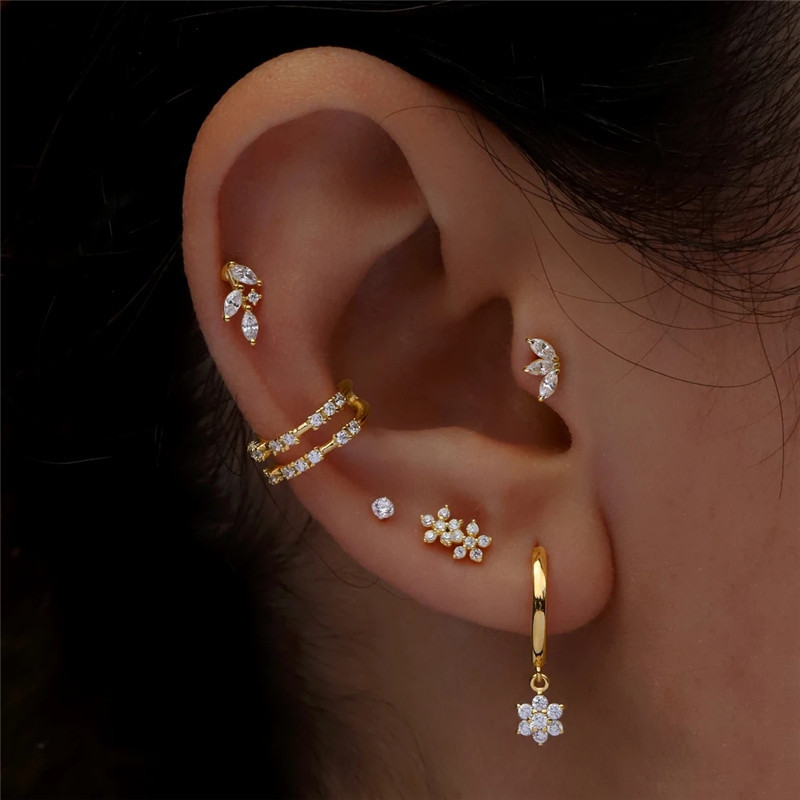 Earrings for Women | Trio Flat Back Diamond Studs with Hypoallergenic Comfort 2