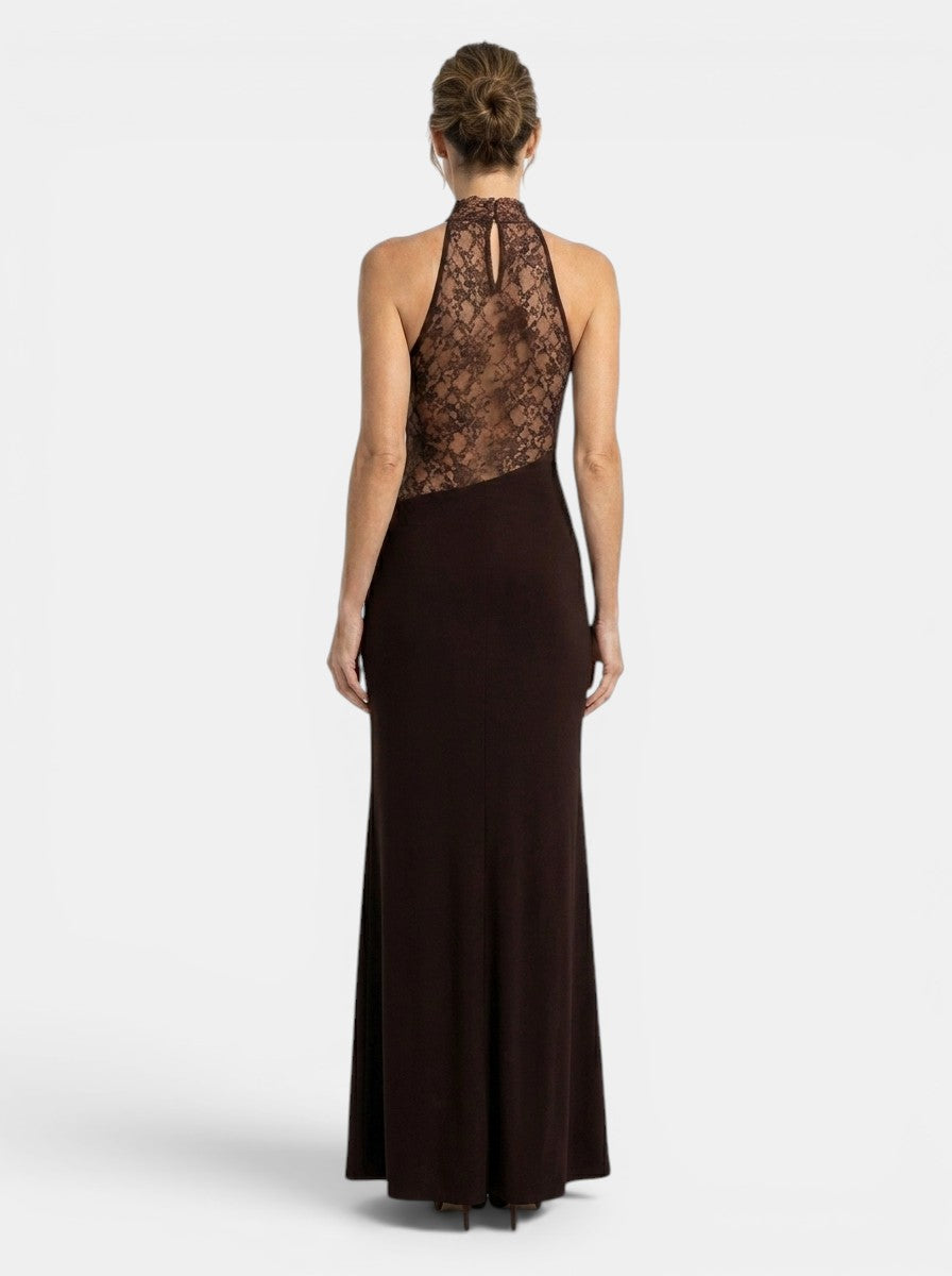 Elegant Lace Maxi Dress | Structured Halter Neck Design 3