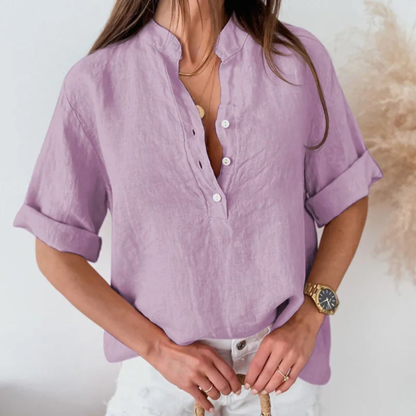 Elegant Linen Women's Blouse | Lightweight Button-Down Summer Top 4
