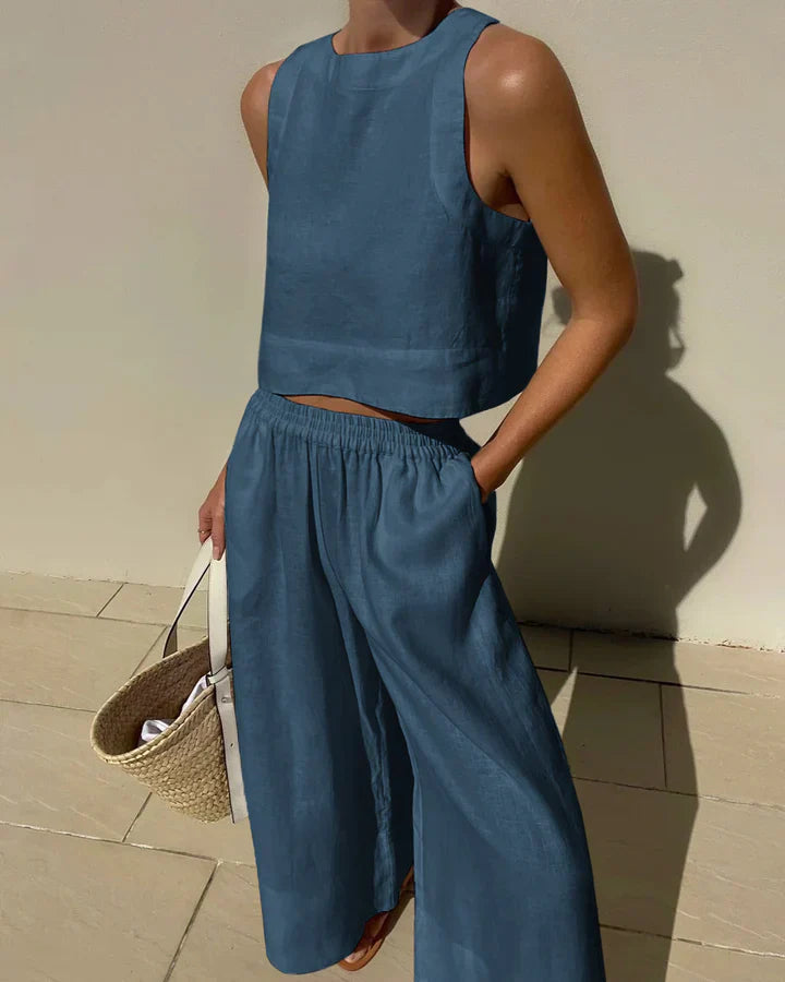 Elegant Linen Women's Suit | Lightweight Sleeveless Top & Pant Set 4
