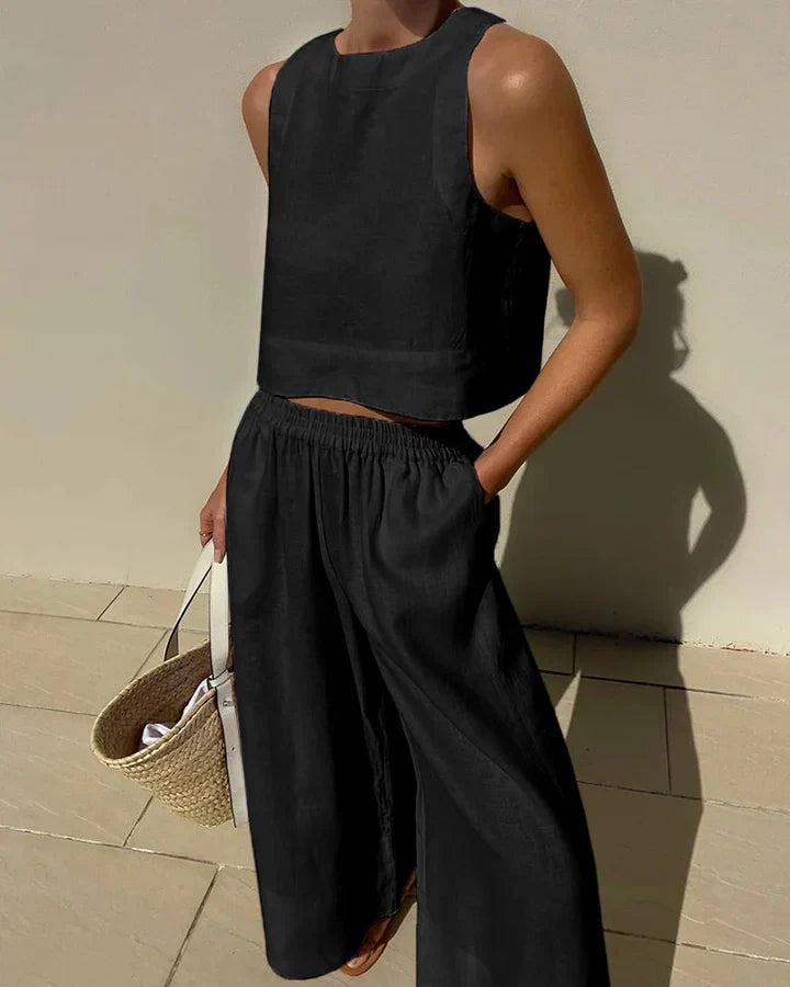 Elegant Linen Women's Suit | Lightweight Sleeveless Top & Pant Set 6