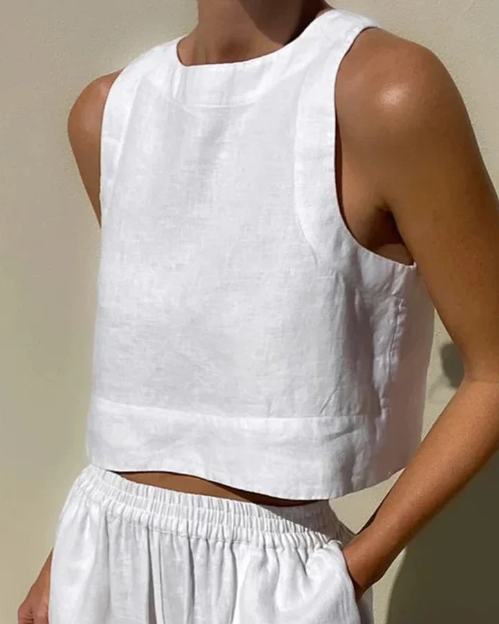 Elegant Linen Women's Suit | Lightweight Sleeveless Top & Pant Set 7