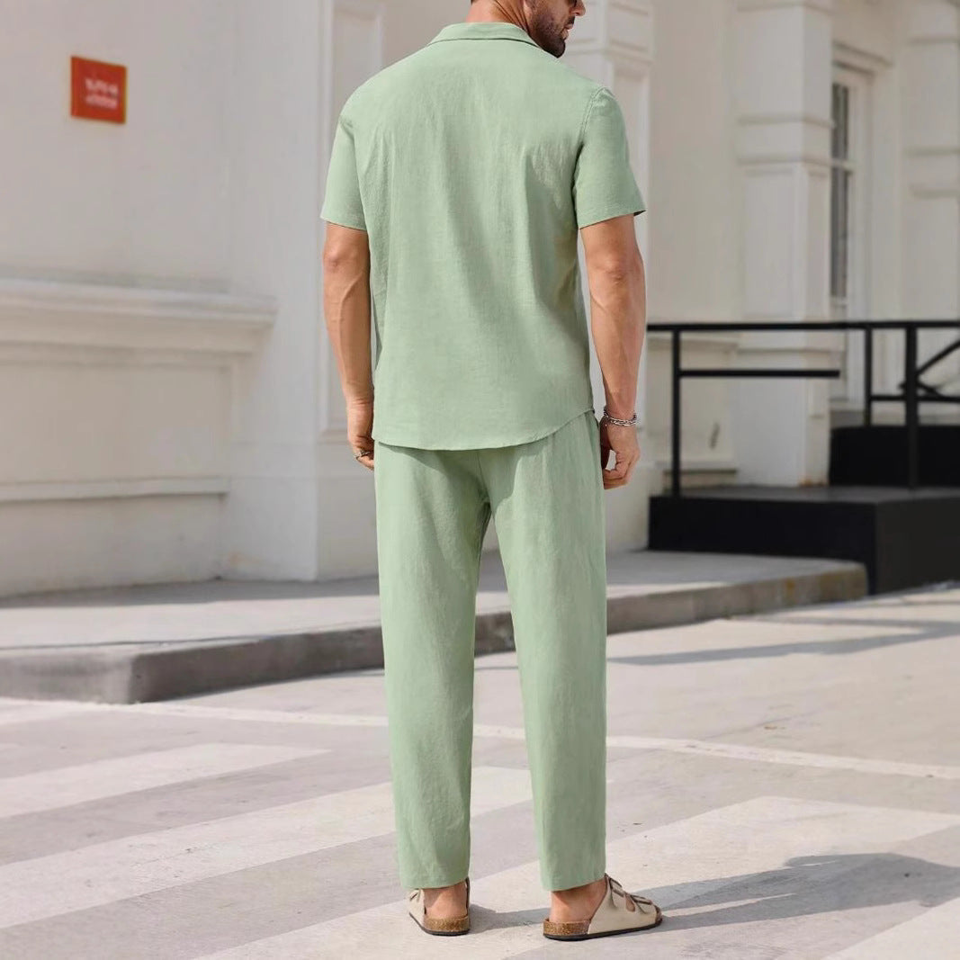 Elegant Urban | Men's Casual Suit Set - Breathable Cotton-Linen Blend, Relaxed Fit 2