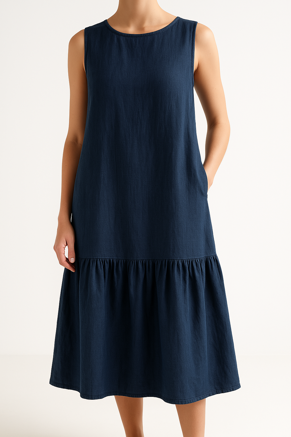Elegant Urban | Women's Midi Dress | Breathable Linen Blend Summer Dress 2