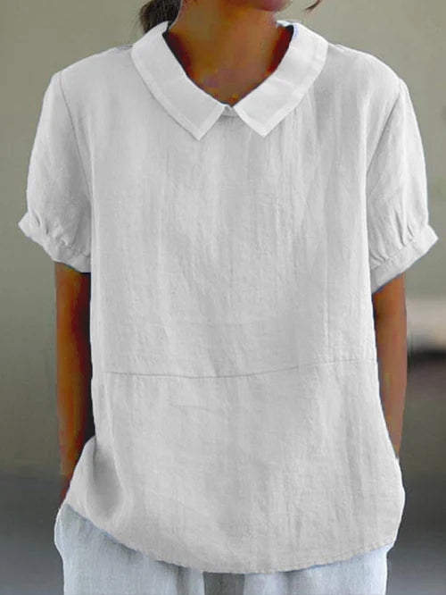 Elegant Women's Blouse | Lightweight Linen Summer Top with Peter Pan Collar 2