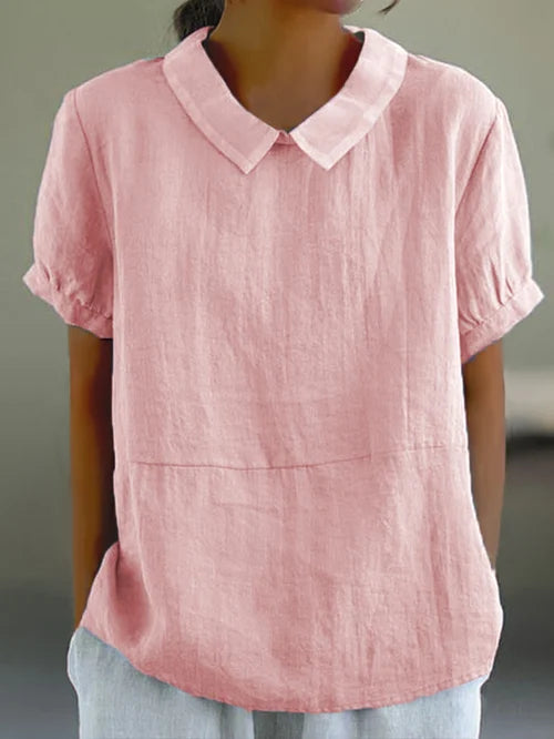 Elegant Women's Blouse | Lightweight Linen Summer Top with Peter Pan Collar 3