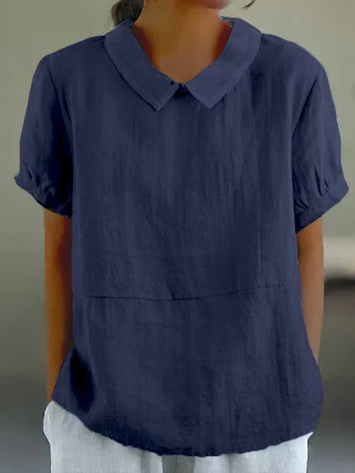 Elegant Women's Blouse | Lightweight Linen Summer Top with Peter Pan Collar 4