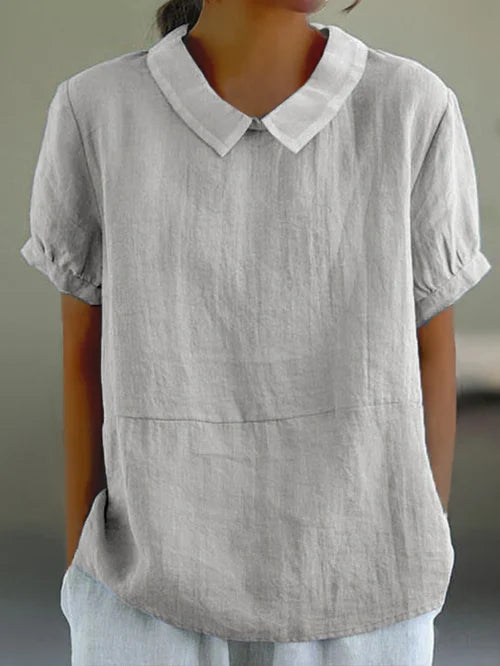 Elegant Women's Blouse | Lightweight Linen Summer Top with Peter Pan Collar 5