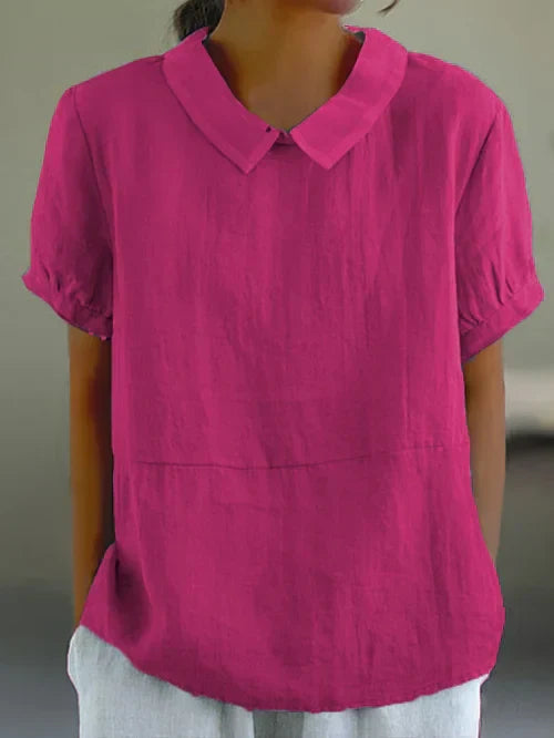 Elegant Women's Blouse | Lightweight Linen Summer Top with Peter Pan Collar 6