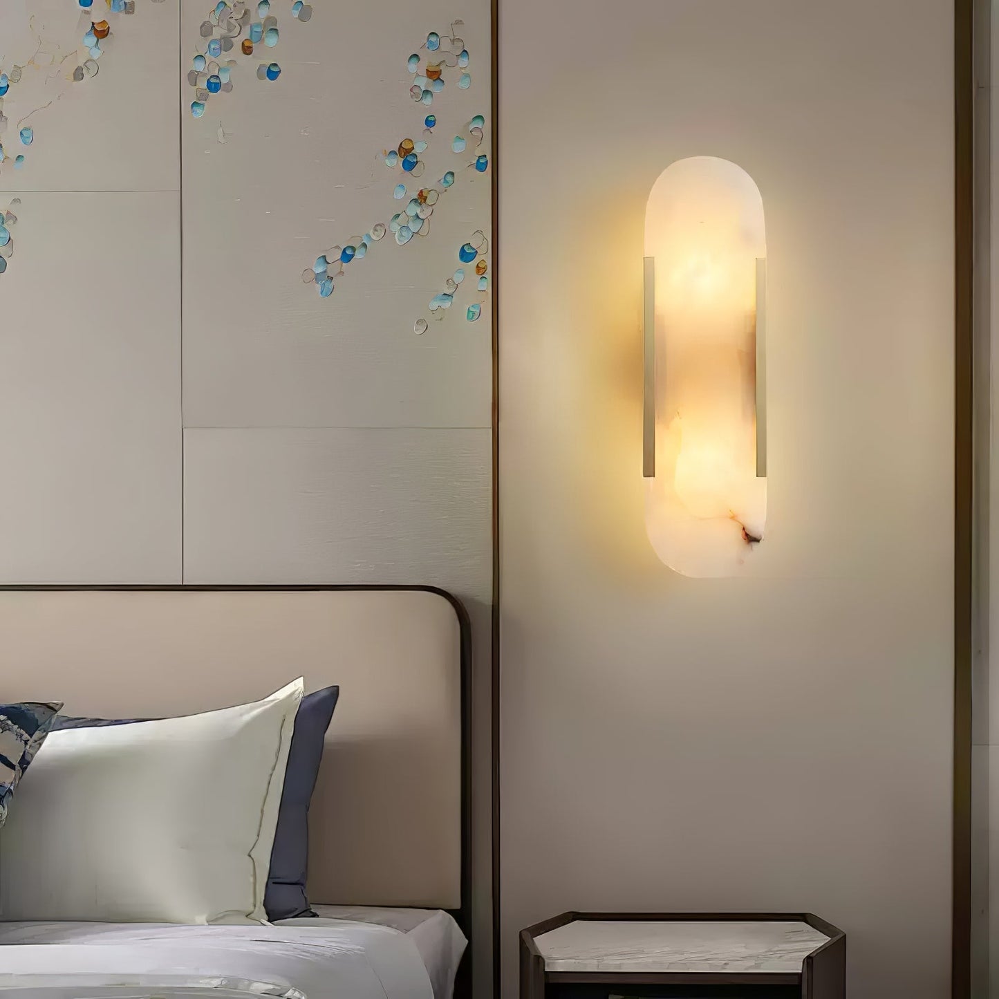 Elongated Wall Sconce | Handcrafted Alabaster with Brass Accents 7