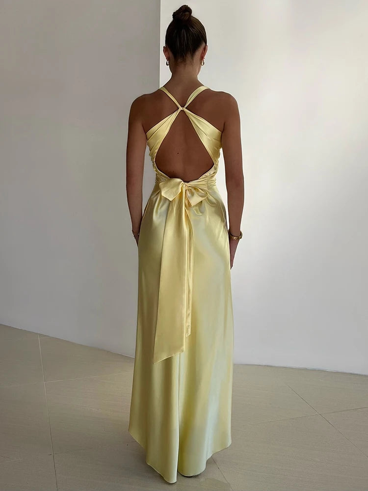 Evening Gown | Satin Halter Neck Dress with Elegant Silhouette 1