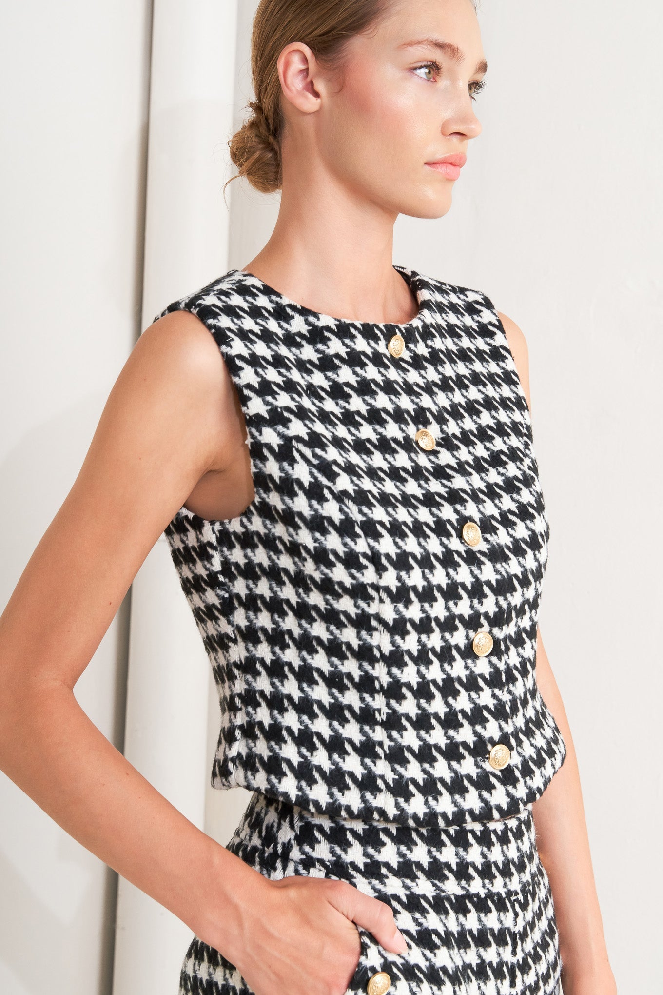 Gilet METRO ICON in tessuto pied de poule intrecciato