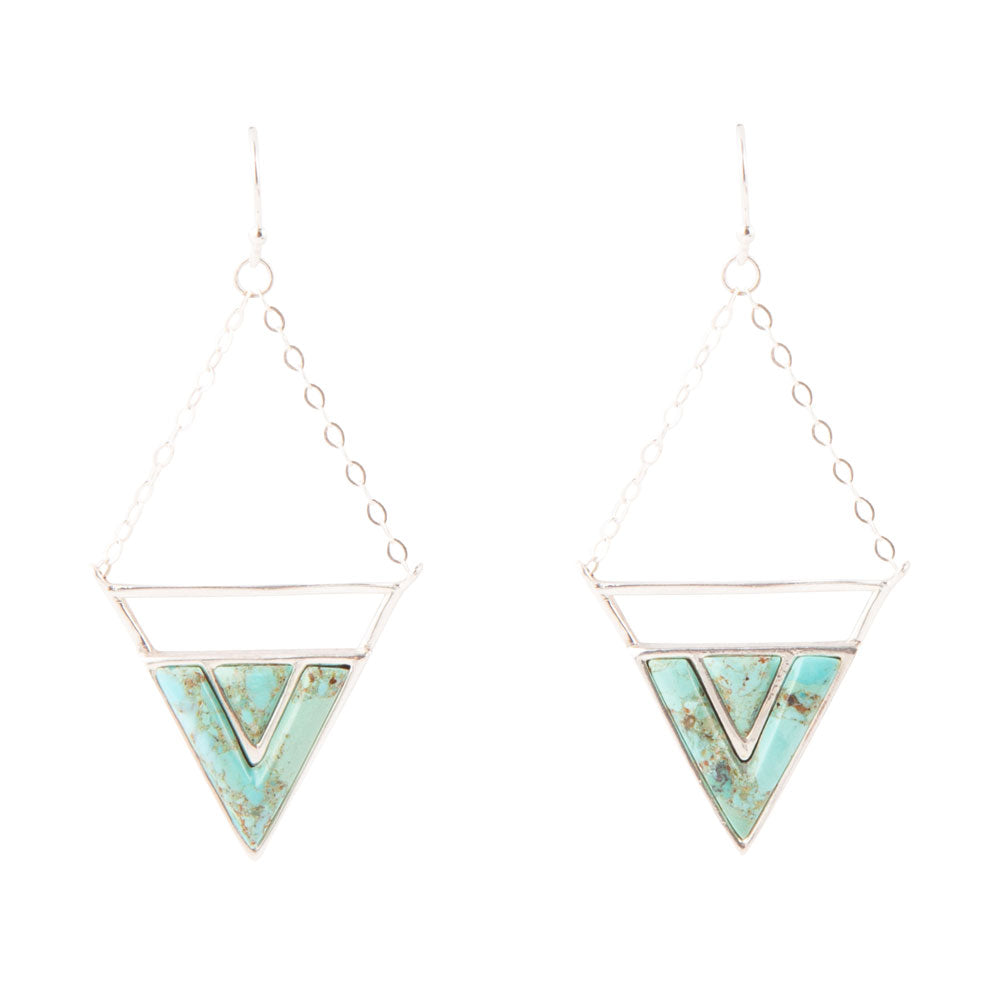 Orecchini trapezio turchese e argento sterling