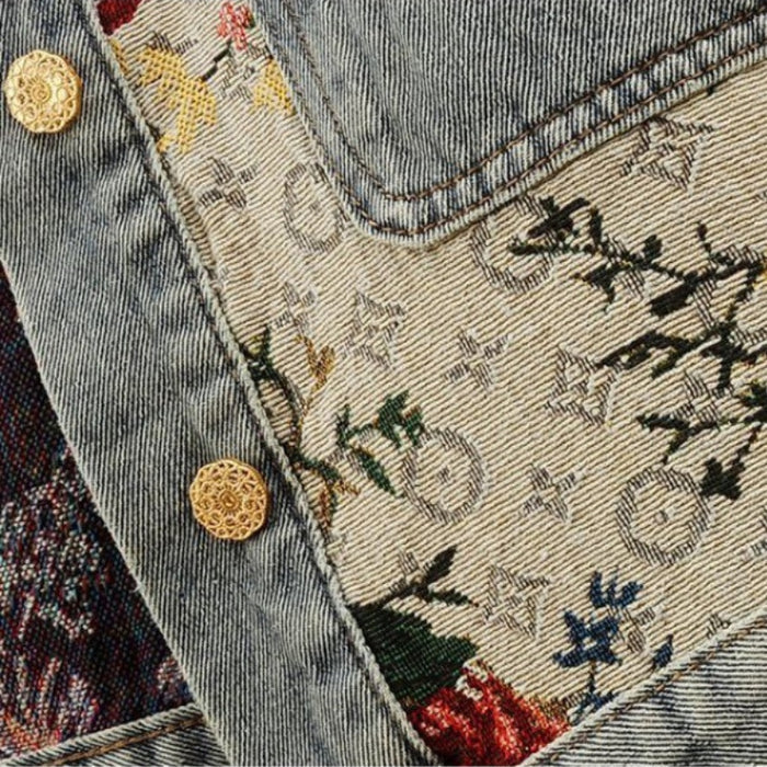 Floral Denim Jacket Women | Eco-Friendly 100% Organic Cotton Cropped Design 7