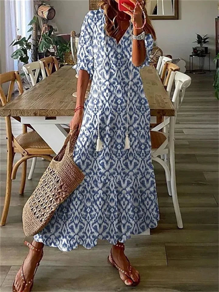 Floral Maxi Dress | Lightweight V-Neck with 3/4 Sleeves for Women 3